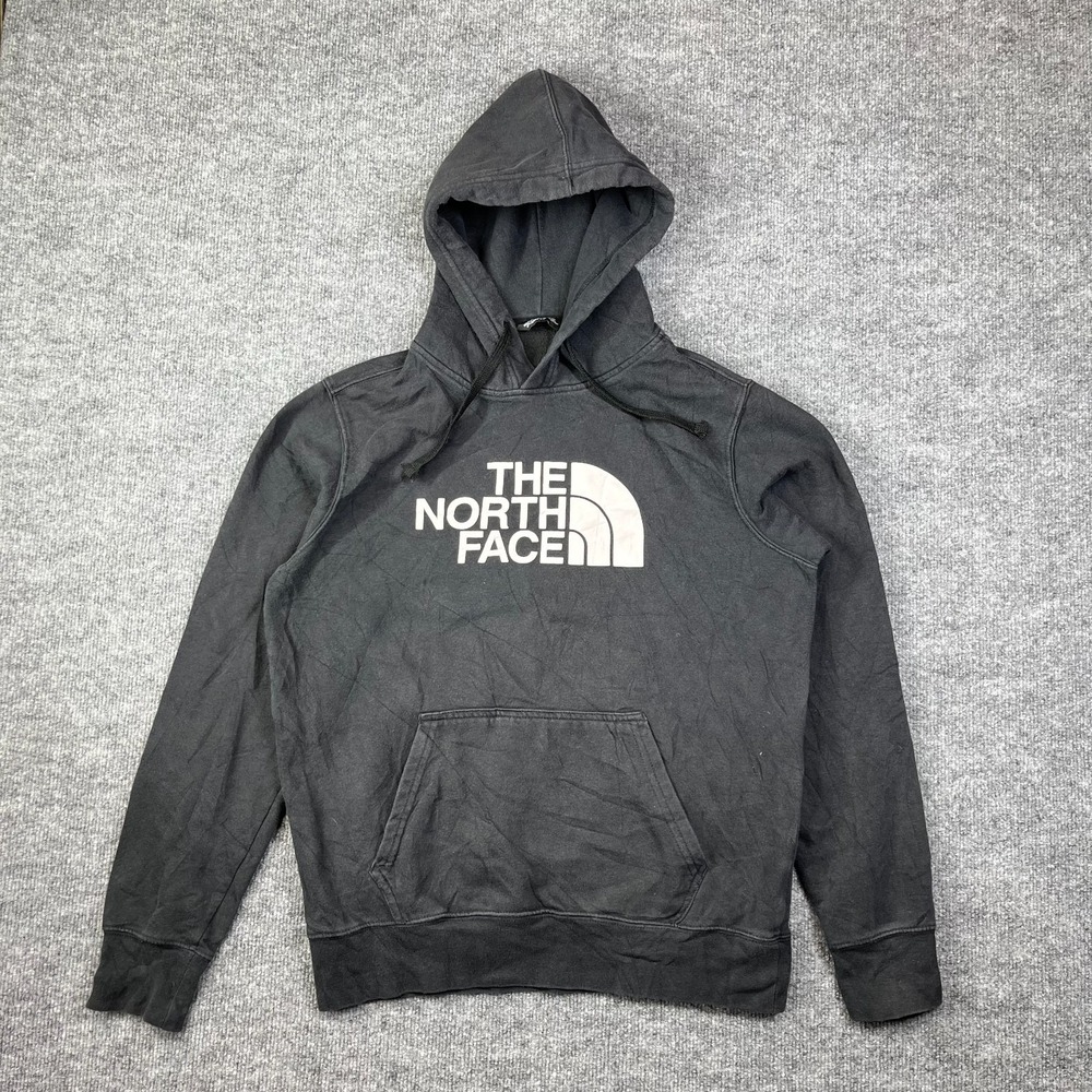The North Face Hoodie Mens Small Black Fleece Lined Half Dome Logo Athleisure